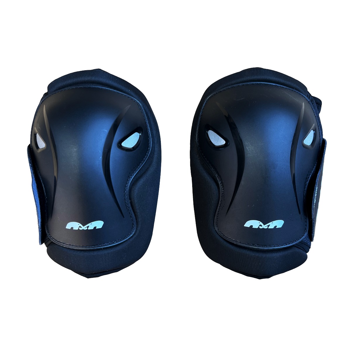 kniebeschermers, kniebeenharnas, kunststof, set, blauw, kniebeschermers, knee pads, neopreen, blauw, set van twee