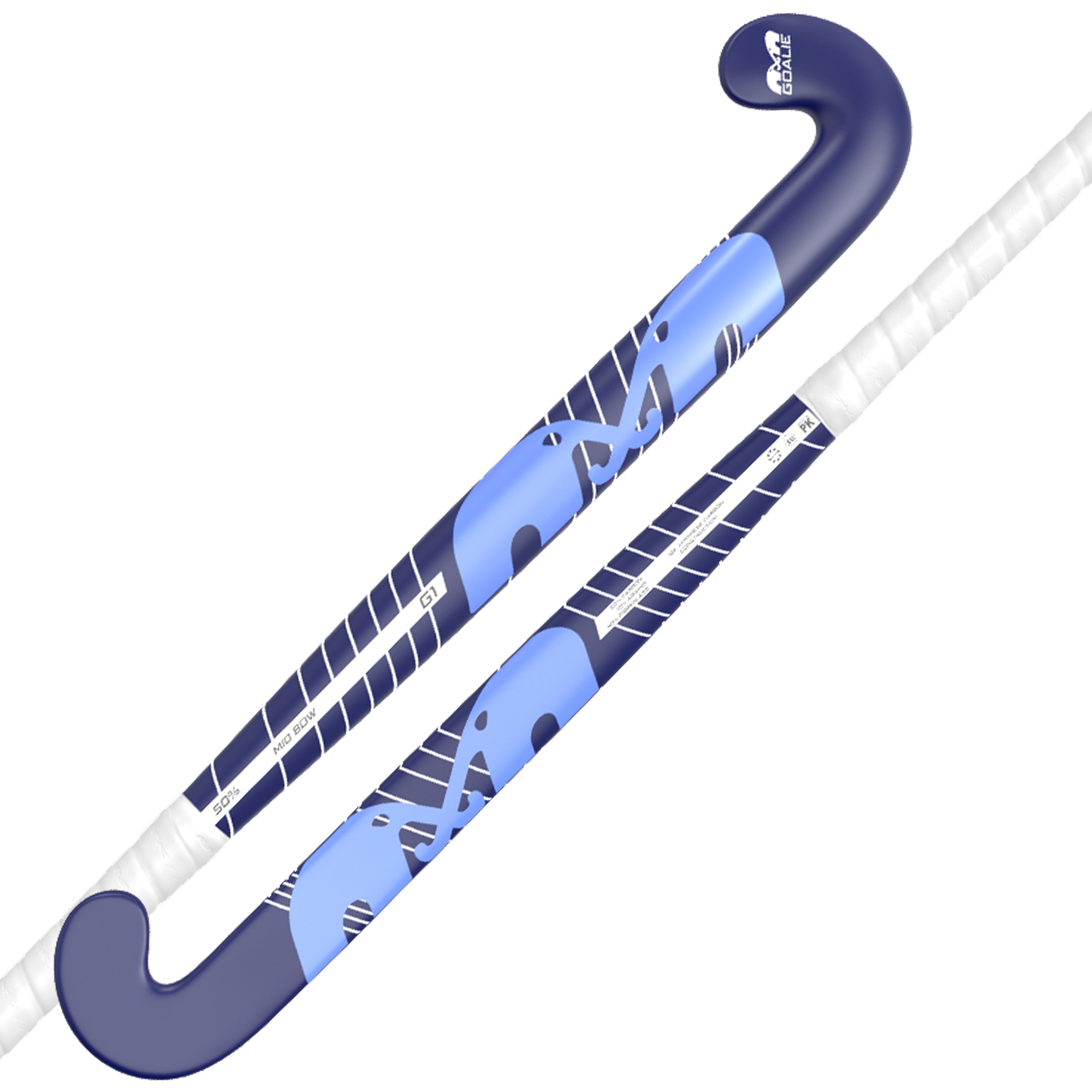 hockey stick, ijs-hockey, gebogen blad, blauw ontwerp, griptoets