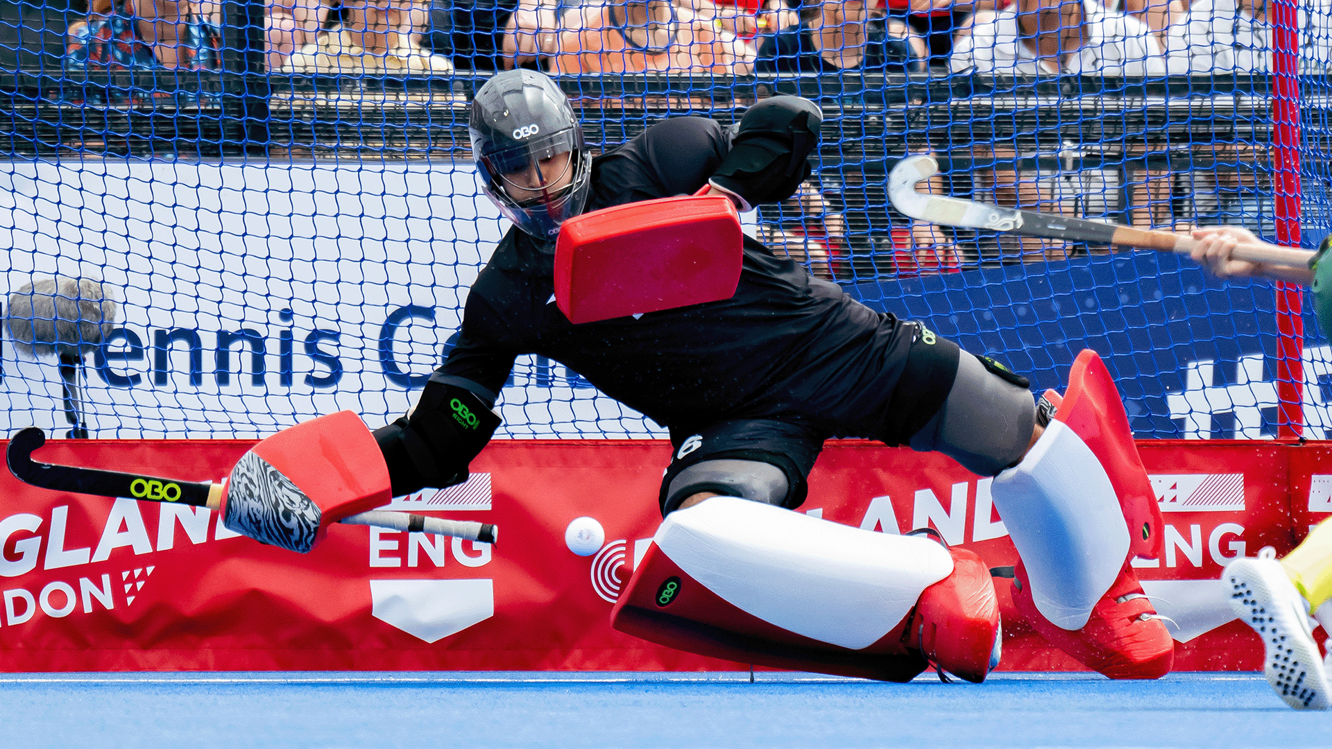 hockey goalkeeping, pad legs, field hockey, helmet, face shield