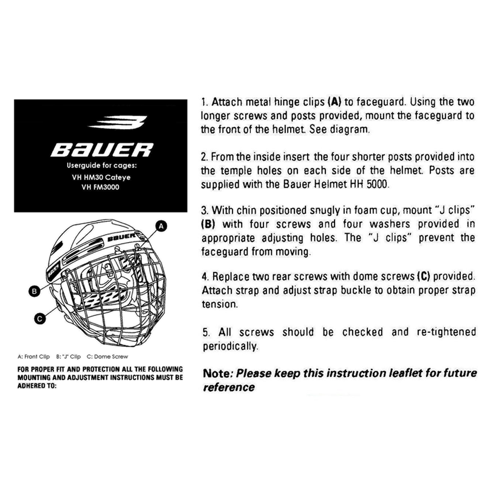 Bauer universal helmet kit